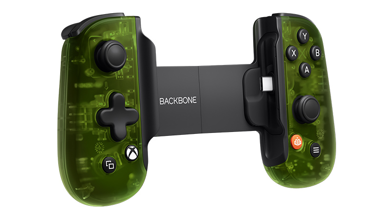Backbone One – Xbox 에디션 컨트롤러를 ¾ 각도로 본 모습
